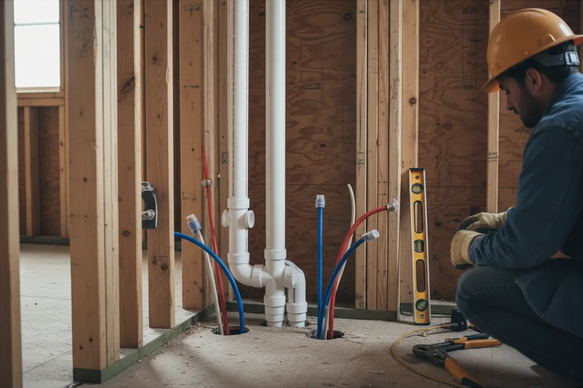 Drain and supply rough-in during Leak Detection in Lewes